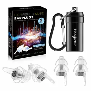 Hearprotek HP22 Concert Ear Plugs, 2 Pairs Reusable high Fidelity Noise Reduction Music Ear Plugs for Ear Protection-Soft Hearing Protection earplugs for Concerts,Musicians,Events (Petite Size) high fidelity noise cancellation noise reduction ear tip