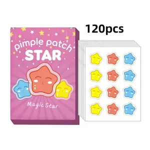 KHAZIX Star Shaped Acne Patch, 120pcs Cartoon Shaped Acne Absorbing Cover Patch, Hydrocolloid Acne Patches for Face Zit Patch Acne Dots