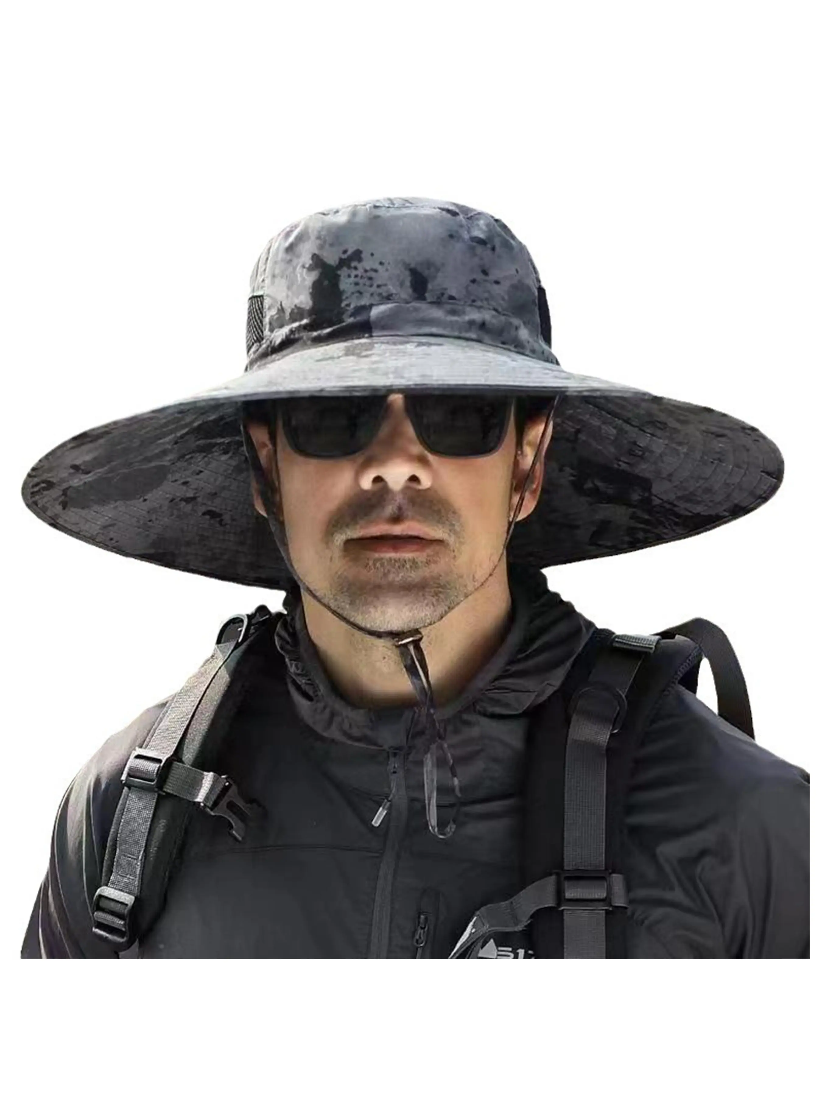 Unisex Camouflage Bucket Hat, Large Brim Fishing Cap, Fisherman Cap, Outdoor Hiking Climbing, Sun Protection Breathable, Casual Loose-Fitting, Summer Hat