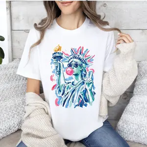 Preppy Statue of Liberty Blowing Bubble Gum Shirt, 4th of July Shirts