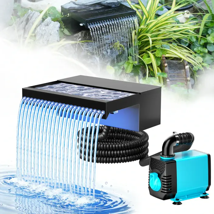 POPOSOAP  40W Waterfall Pump Kit 660GPH with 8" Backyard Garden Upgrade Solar Water Pump System – Floating Solar Fountain for Bird Friendly Garden, DIY Outdoor Water Feature & Garden Decor Gift