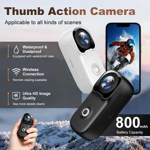 1PC 4K Ultra HD Mini Thumb Sports Camera, IP65 Waterproof, Embedded WiFi, Anti-Shake, Clear Audio Loop Recording, Portable First View Cam for Cycling Skiing Vlog Meeting Daily Record