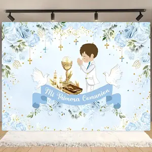 First Communion Background Banner, 1 Count God Bless The First Communion Background Banner, Shower Party Decoration, Photography Background, Wall Decoration, Ornaments, Party Decorations Banners