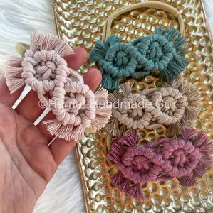 Handmade Boho Macrame Bow Headband -- casual, cotton, every day wear, stretchy, bohemian, festival wear