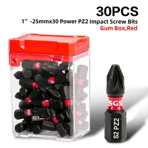 SGS 30PCS PZ1 Impact Drill Bit Set, S2 Steel Industrial Drill Bits, Magnetic Hex Shank, Storage Box, Home Repair, Auto, Construction