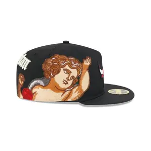 Flat Bold Color Baseball Cap with Angel Letter Embroidery for Men Women Hip-Ho  Letter Embroidery Unisex 7-7 1/2 Size Fits 55.8-63.5 cm Head Circumference