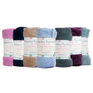 12 Pack of Pineapple Coral Fleece Throw Blankets: 50 x 60, Soft 240 GSM