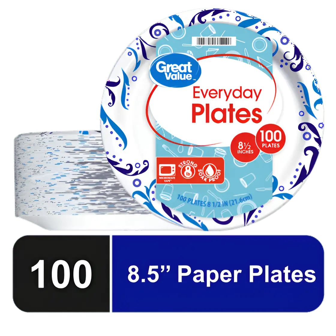 8.5 Inch Everyday Disposable Paper Plates, Pack of 100