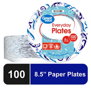 8.5 Inch Everyday Disposable Paper Plates, Pack of 100
