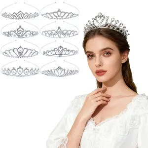 8 Pcs Silver Metal Rhinestone Tiara Crown Headbands, Dazzling Wedding Birthday Party Prom Headpieces for Brides Women Girls, Fashion Accessories