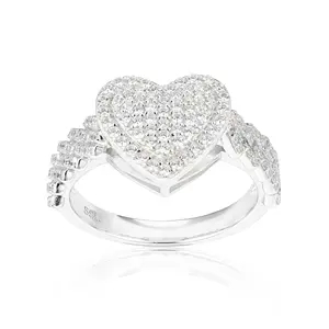 【#R444 】Heart-shaped ring UCCIYO S925 Sterling Silver Moissanite Ring for Women Men Hip Hop Jewelry Gift