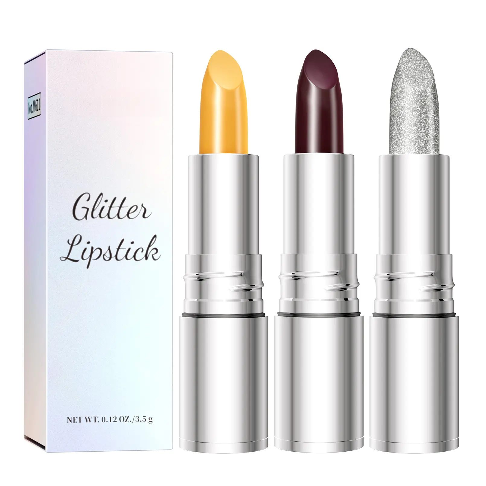 Color Changing Lipstick with Glitter, a Long-Lasting and Moisturizing Cosmetic with a Smudge-Proof Glossy Finish for Combination Skin, Alcohol-Free, Glitter Temperature-Changing Lipstick, Lip Products, Adults, Hydrating, Lipgloss, Bpa Free, Natural, Parab