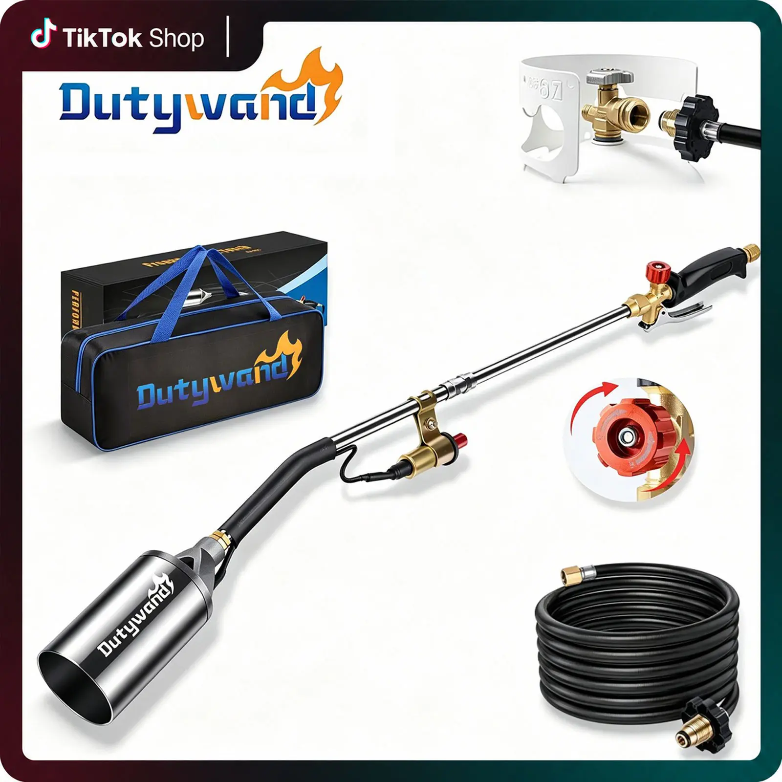 Dutywand Heavy Duty Propane Torch Weed Burner, High Output Portable Propane Torch with Turbo Trigger Push Button Igniter & 10 FT Hose, Ideal for Weeding, Roof Asphalt, Melting Ice Snow, Road Marking