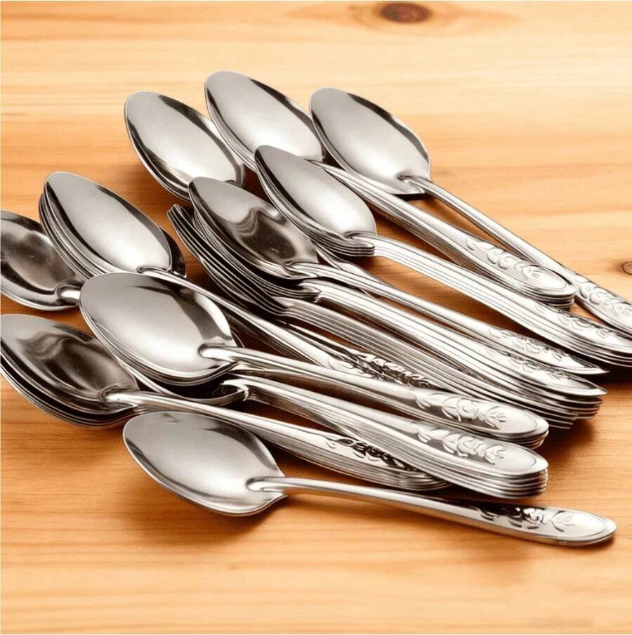 10 Piece Stainless Steel Spoons Set,6.5Inch Stainless Steel Tea Spoon,Silver Long Handle Dessert Watermelon Scoops,Tablespoon,Ice Cream Spoons For Home,Kitchen Or Restaurant Coffee Spoons