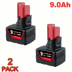 2 Packs 9.0Ah M12 Battery Compatible with Lithium-ion Battery 48-11-2440 48-11-2402 48-11-2411 Cordless Tools