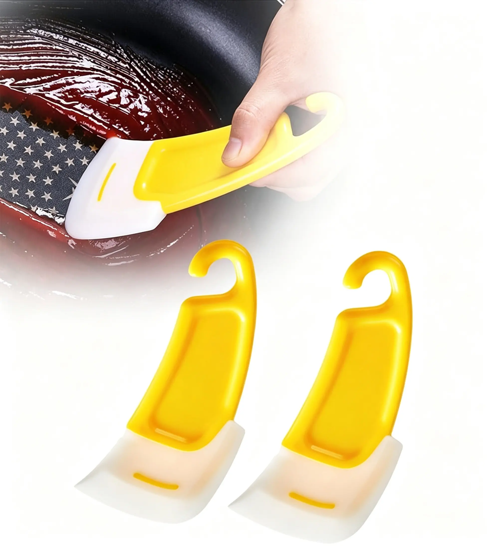 Silicone Bowl Scraper  2/4/6 Pack with Hook Handle – Flexible Dough & Pan Scraper Set, Food Safe Kitchen Cleaning Tools for Baking, Pots & Nonstick Cookware