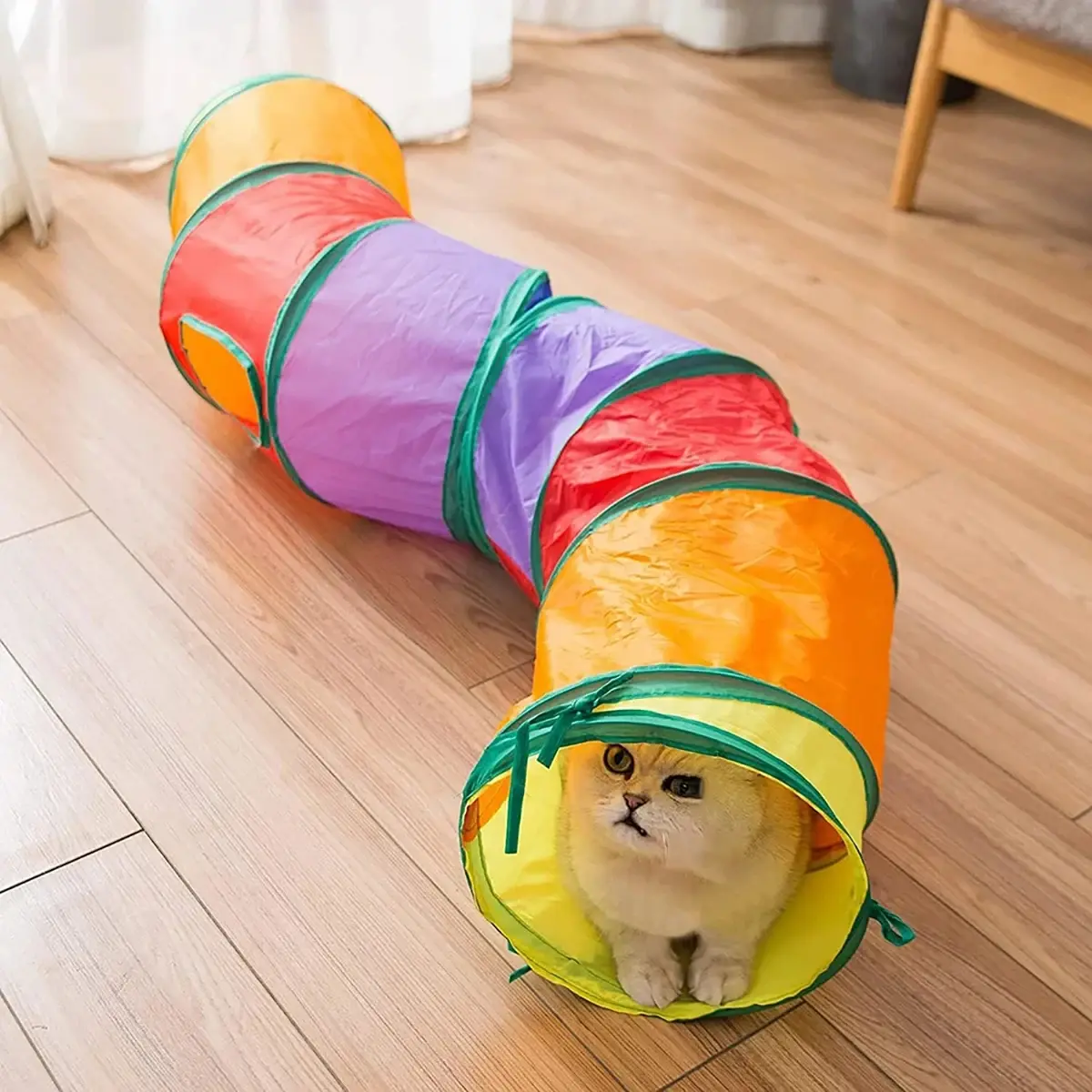 Foldable Cat Tunnel Tube Collapsible Play Tunnel for Indoor Cats and Kittens