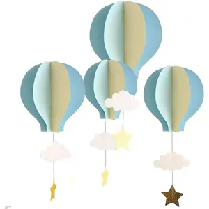 12 count Large Size Hot Air Balloon Paper Garland  Decorations (Blue, 12 count)