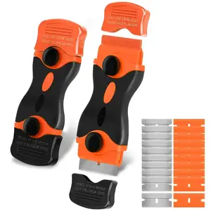 2PACK Razor Blade Scraper, 2-in-1 Multi-Purpose Cleaning Tool with Metal Blades, Double-Edged Razor Blades for Effortless Removal of Decals, Stickers, Labels, and Paint