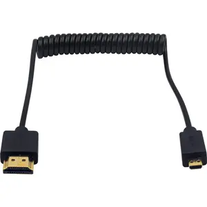 Micro HDMI to HDMI Coiled Cable 1FT-4FT, HDMI to Micro HDMI Adapter Cable Extreme Slim/Thin 4K, 3D for Camera, Raspberry Pi 5 4, GoPro Hero 7/6