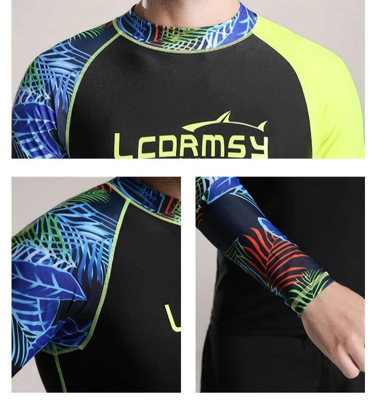 Long Sleeve Men Two Piece Swimsuit Snorkeling Suit Sunscreen Man Rash Guard Jellyfish Protection Swimsuit for Beach Surfing