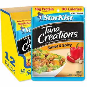 StarKist Tuna Creations Sweet and Spicy, 2.6 oz Pouch Ready to Eat Wild Caught Tuna, 16g Protein, 90 Calories Per Serving, Gluten Free, Soy Free, Kosher, Perfect for Salads, Meals and Snacks