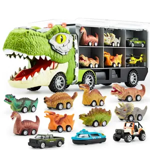 13 in 1 Dinosaur Toys for Kids 3-5, Dinosaur Truck with 12 Pull Back Cars, Birthday Gifts Toys for 3 4 5+ Year Old Boy, Transport Carrier Truck for Toddlers, Christmas Great Gifts for Grandkids
