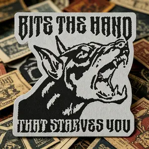 Bite the Hand That Starves You Patch, Back Glue Iron-On, Suitable for Clothes Jacket Hat Accessories, Fabric Emblem Repair