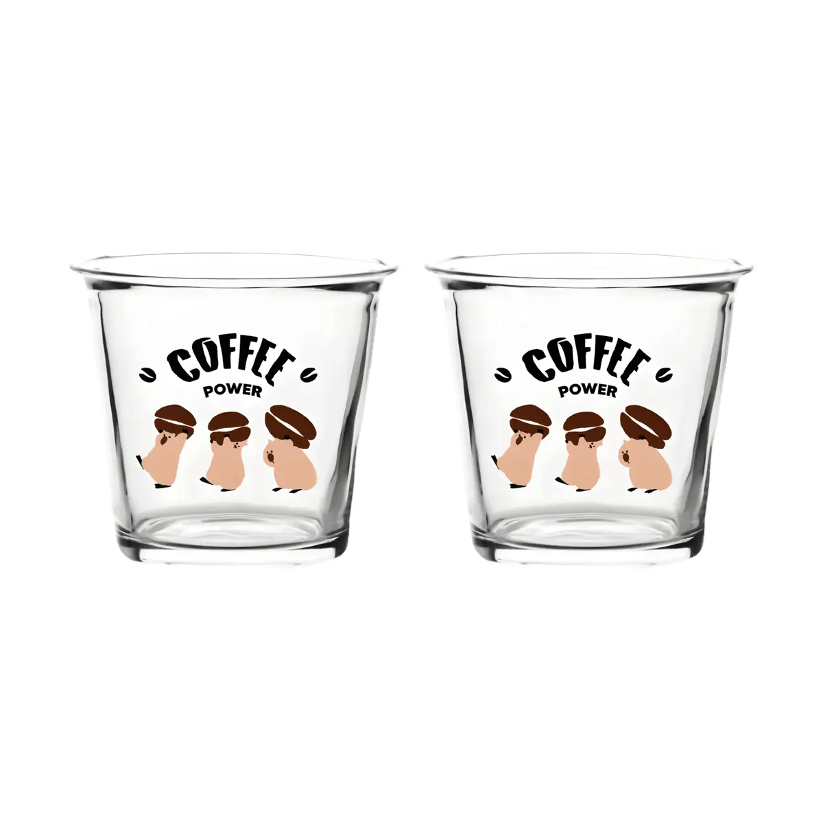 KawashimaYa Capybara Glass Mug Cup - Cute Ins Style 330ml Juice Milk Coffee Drinkware Set of 2
