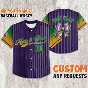 Custom Mardi Gras Bows Baseball Jersey  Personalized Mardi Gras Jersey  Louisiana Festival Shirt  New Orleans Carnival
