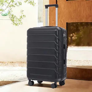Luggage 28-Inch ABS Hard Shell Large Checked Luggage, Scratch-Resistant, 4 Multi-Directional Wheels, TSA Combination Lock & Side Hooks (Durable, Waterproof & Modern Design) (Black)