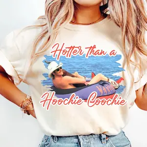 Hotter Than A Hoochie Coochie Graphic Youth Tee, Meme Summer Vacation Music Lover 90s Country Music T-Shirt for Men, Women and Kids