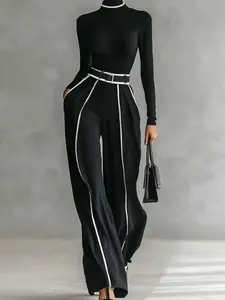 Women's Elegant Wide Leg Pants Trim Loose Long Trousers, Stylish Casual Wear, Comfortable and Versatile, Perfect for All Seasons, Womenswear