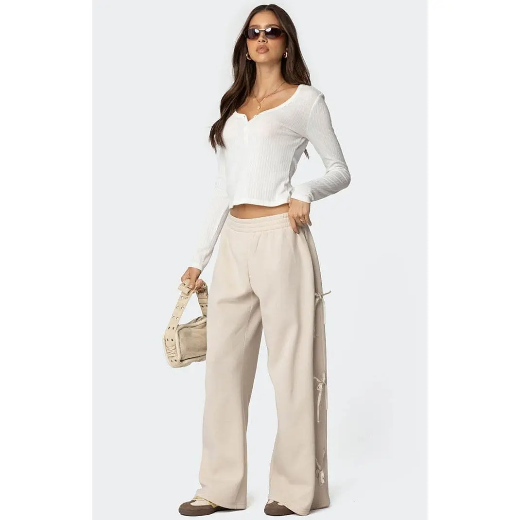 Edikted Women's Claudette Baggy Ribbon Sweatpants