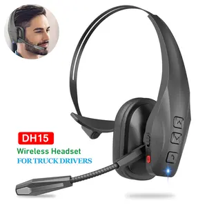 DH15 Trucker Bluetooth Headset Wireless Headphones with Dual Noise Cancelling Microphone Mute Button 55Hrs Battery Life for Cell Phones Computer Truck Driver Audio