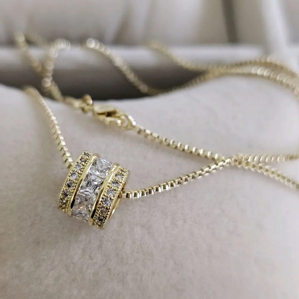 14k Real Laminated-Gold Crystal Bead Necklace, 18" Long