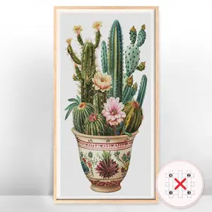 Plant Pattern Cross Stitch Kit, 11CT Cross Stitch Printed Canvas, DIY Cross Stitch Kit for Home Decor, Wall Art Decor