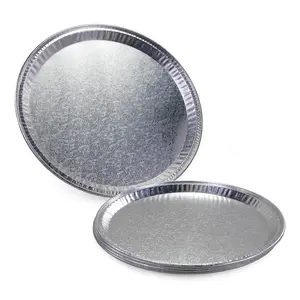 IDL Packaging 12" Flat Aluminum Foil Plate with Ornament (Pack of 5) - Round Aluminum Foil Tray with Raised Sides - Disposable Caterware for Catering, Party Servings, Food Presentations