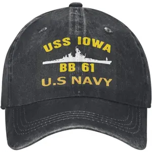 1 Classic Print USS Iowa BB 61 US Military Black Retro Baseball Cap, Retro Adjustable Unisex Hat, Suitable for Father's Day, Summer Parties, Travel, Perfect Gift for Lovers, Friends, Men