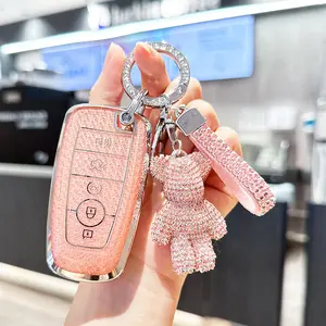 ACEBOY Key Fob Cover Compatible With Ford Escape Expedition Explorer F-150 F-250 F-350 F-450 F-550 Maverick Mustang Lincoln Aviator TPU Remote Keyless Key Fob Case Protection Shell Accessories