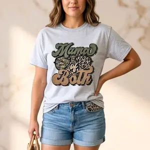 mama of both shirt cute camo cheetah print popular trending mom short sleeve tshirt