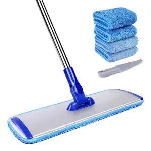 Aluminum Alloy Flat Mop, No Hand Washing, Includes 4 Pads, Rotating Dry Wet Floor Mop, Ideal for Tiles and Wooden Floors, Lazy Person Mop