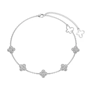 Nova Rose Eternal Clover bracelet  925 Sterling Silver & Gold Plated | Dainty Lucky Flower Charm Adjustable Chain