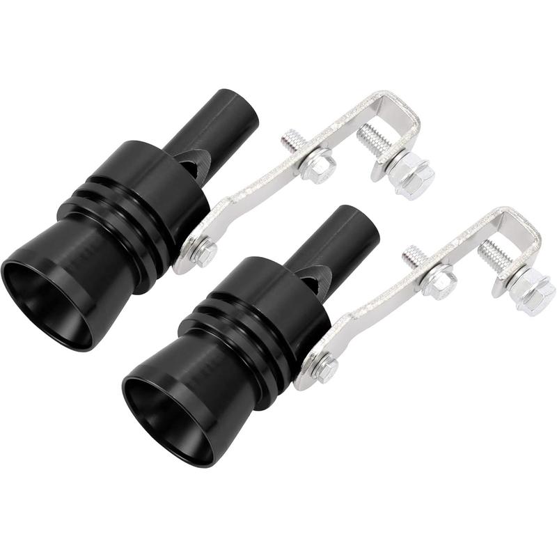 2pcs XL Size Aluminum Alloy Universal Turbo Sound Exhaust Muffler Pipe Whistle Car Roar Maker Black