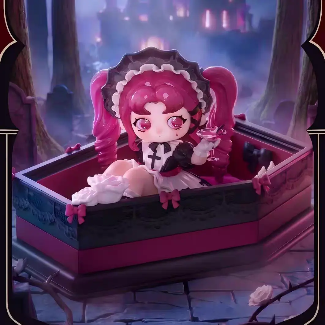 ZIYULI Dark Night Cantos Series Doll Figures - Blind Box Surprise Pack, Collectible Toy with Abs, Exclusive Coffin-Shaped Scene Base, Fine Painting & Scene Playability, Goth Twin-Tail Makeup