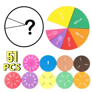 STEM Education Active Learning Fraction Teaching Aids 51Pcs - EVA Interactive Math Tools, Addition Subtraction Demo for Students