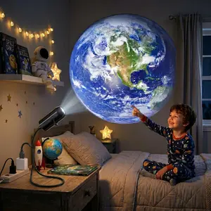 USB LED Creative Planet Projection Lamp, 1 Light + 3/6/10 Patterns, 360° Rotatable, Wall Ceiling Bedside Bedroom Living Room Decor, Bedroom Led Lights