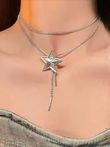Women's Y2K Drawstring Star Long Necklace, Fashionable Trendy Party Vacation Unique Twisted Design Jewelry Accessory Modern Versatile Accessories
