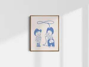 Kewpie Cowgirl, Kewpie Cowboy, Giclée Fine Art Poster Unframed , Western Wall Art, Vintage Cowgirl Art, Cowboy Poster Unframed , Vintage Nursery Decor, UN