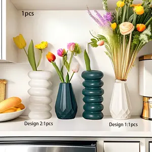 Nordic Style Artificial Flower Vase, 5/7.5/9 Inches, Shatterproof, Matte, Lightweight, Office, Kids Room, Restaurant Decor